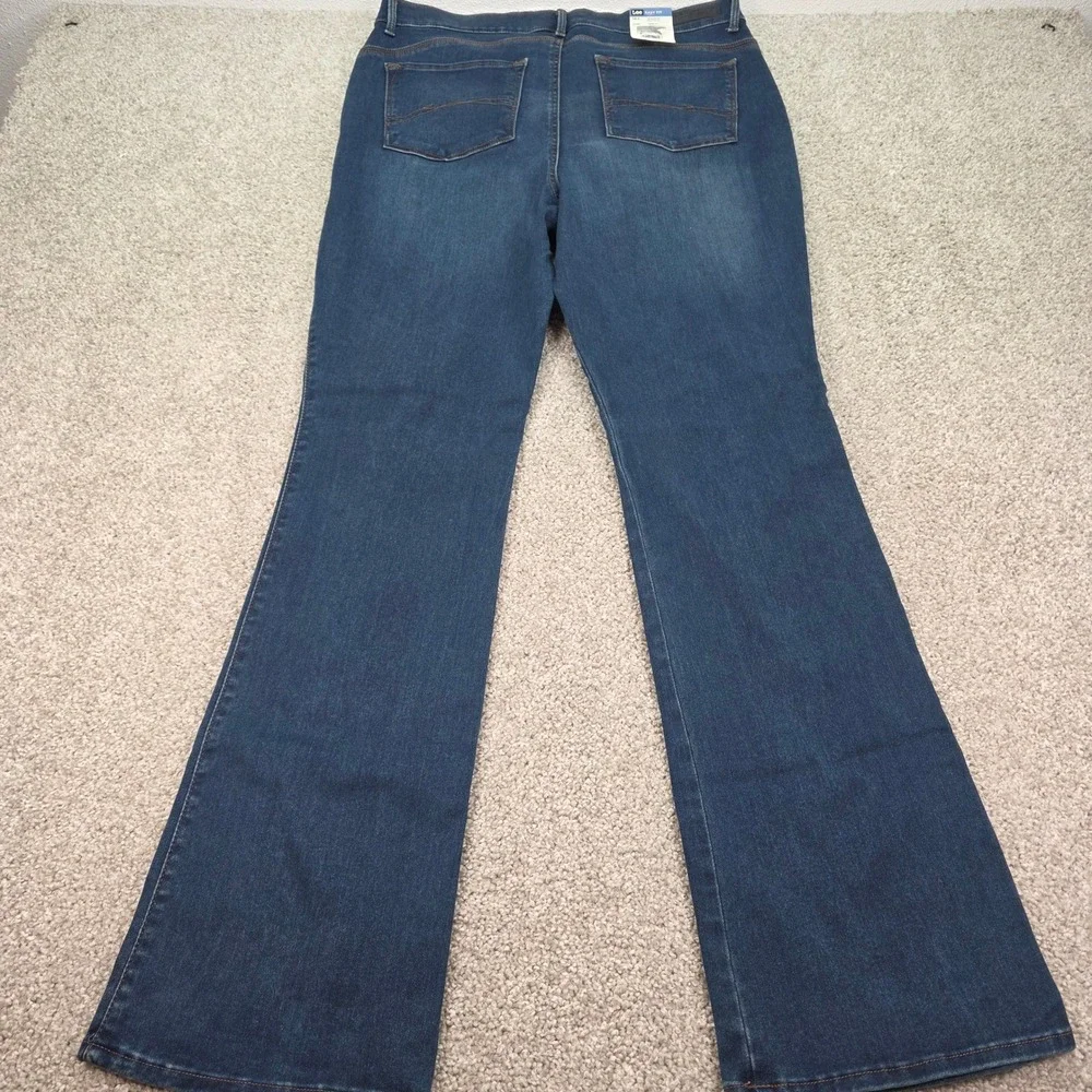 New Lee Easy Fit Barely Bootcut Jeans Women 16 Long Seawave Blue Stretch 3528127